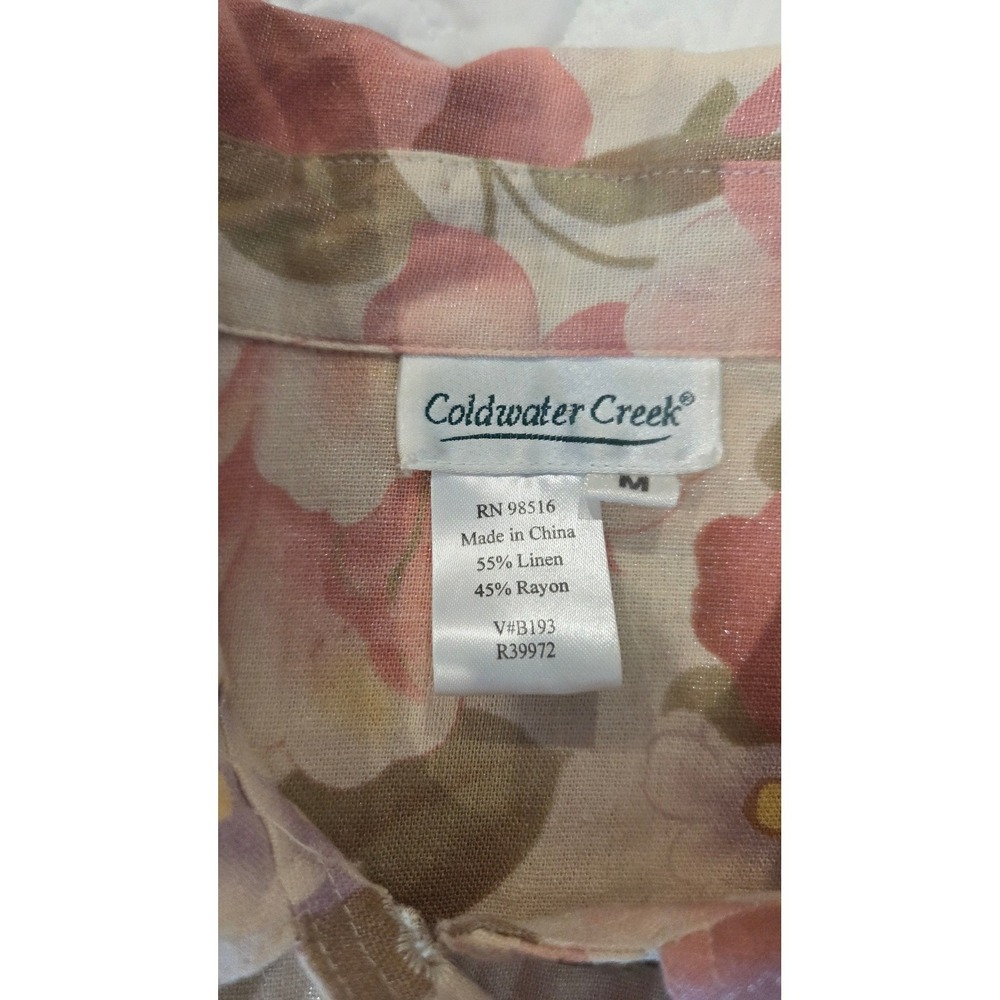 Coldwater Creek Womens Cottage core Linen Button Front Shirt Jacket Medium Pink - Picture 8 of 11